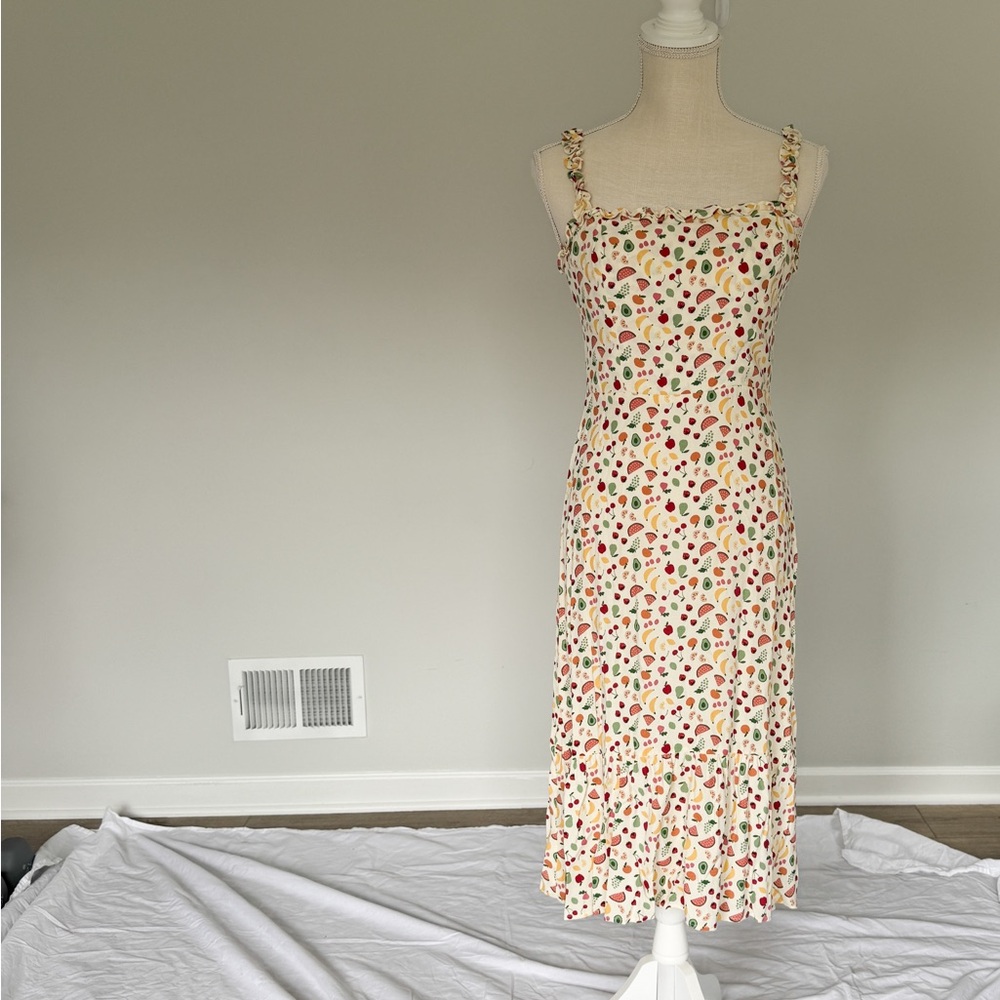 Reformation Cream Spaghetti Strap Midi dress